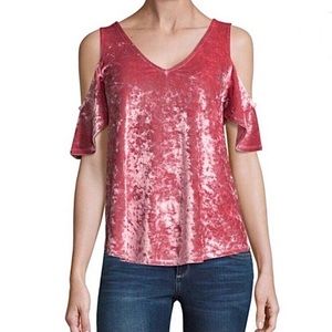 a.n.a Pink Velvet Cold Shoulder Top XXL